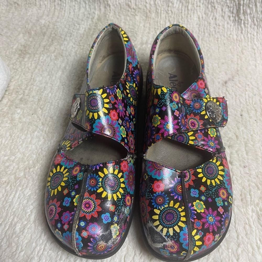Alegria Kaytlyn Mary Jane leather multi color clogs EUR SZ40